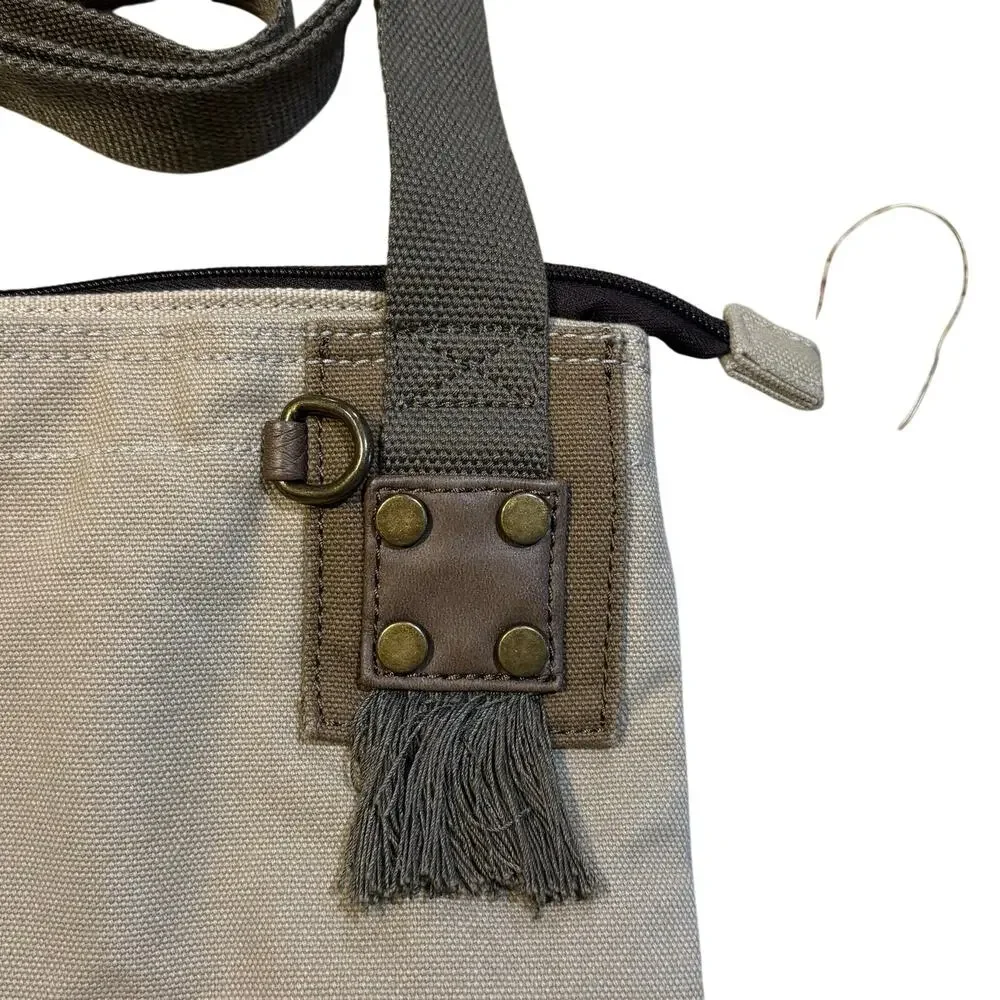 NEW Chala Patch Crossbody Canvas Shoulder Bag Purse Messenger Style Olive Brown - Picture 4 of 8